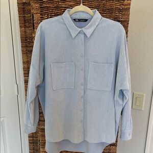 Zara Casual corduroy light blue shirt